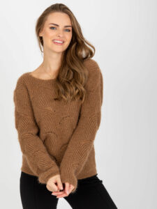 Brown fluffy classic sweater with OCH
