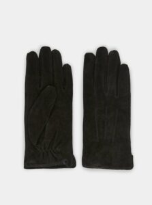 Černé semišové rukavice Pieces