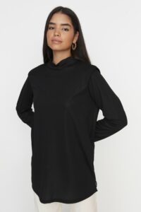 Trendyol Black Shoulder Detailed Scuba Knitted