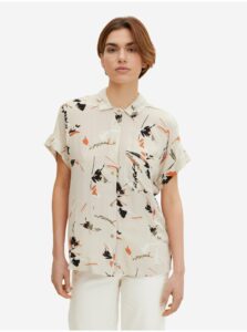 Béžová dámská vzorovaná košile s krátkým rukávem