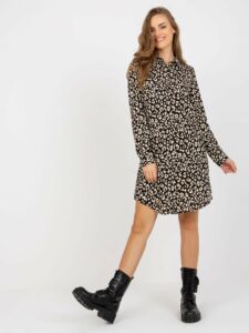 Black and beige shirt dress with