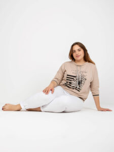 Plus size beige blouse with