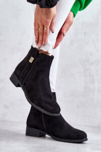 Women's Suede Boots With Ornament