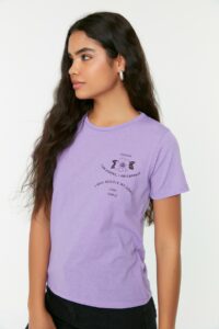 Trendyol Lilac Recycle Printed Basic