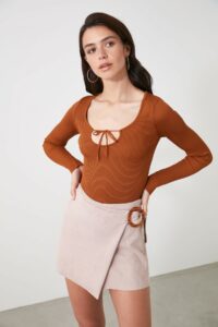 Trendyol Cinnamon Binding Detailed Knitwear
