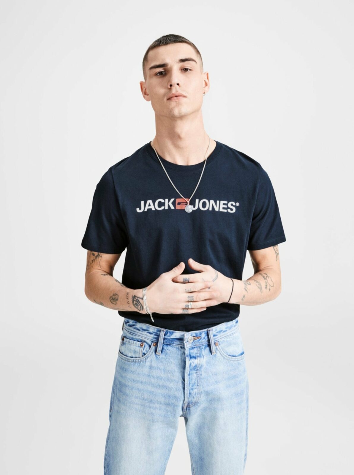 Jack & Jones Modré tričko s potiskem