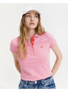 Růžové dámské tričko polo GANT Contrast