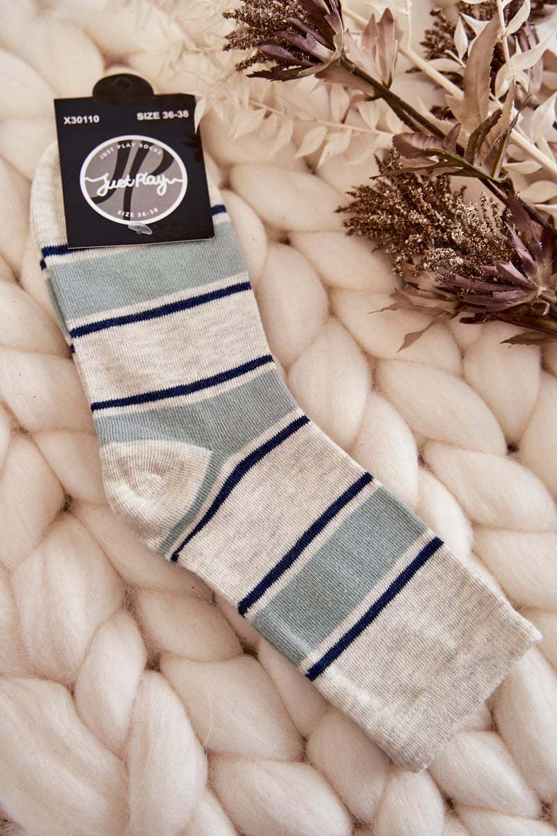 Dámské klasické bavlněné ponožky pruhy