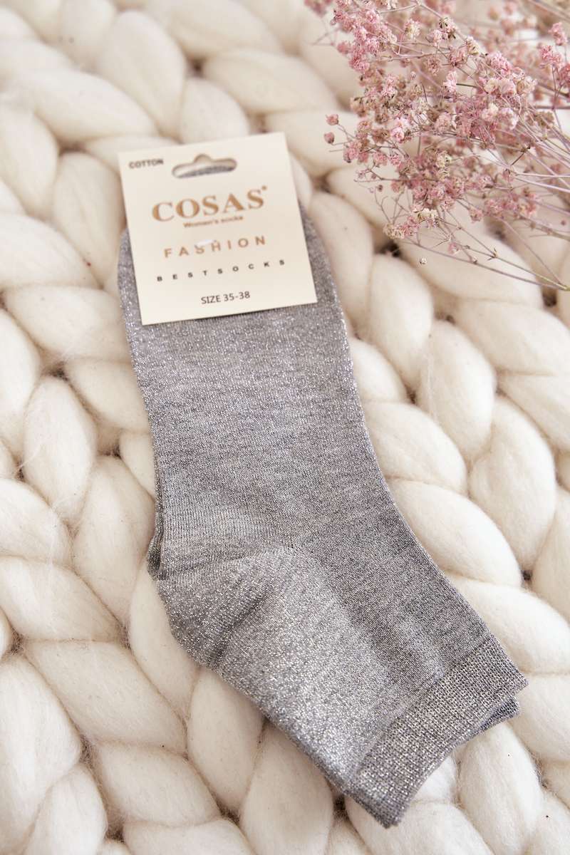 Dámské bavlněné ponožky s lesklou