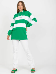 Green and white hoodie with
