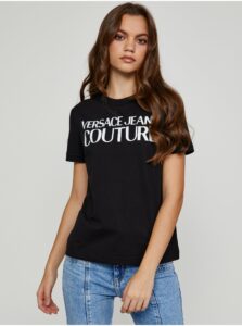 Bílo-černé dámské tričko s potiskem Versace Jeans Couture R Logo