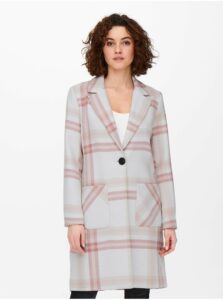 Krémovo-růžový vzorovaný kabát ONLY Annalina -