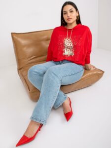 Red oversized blouse with