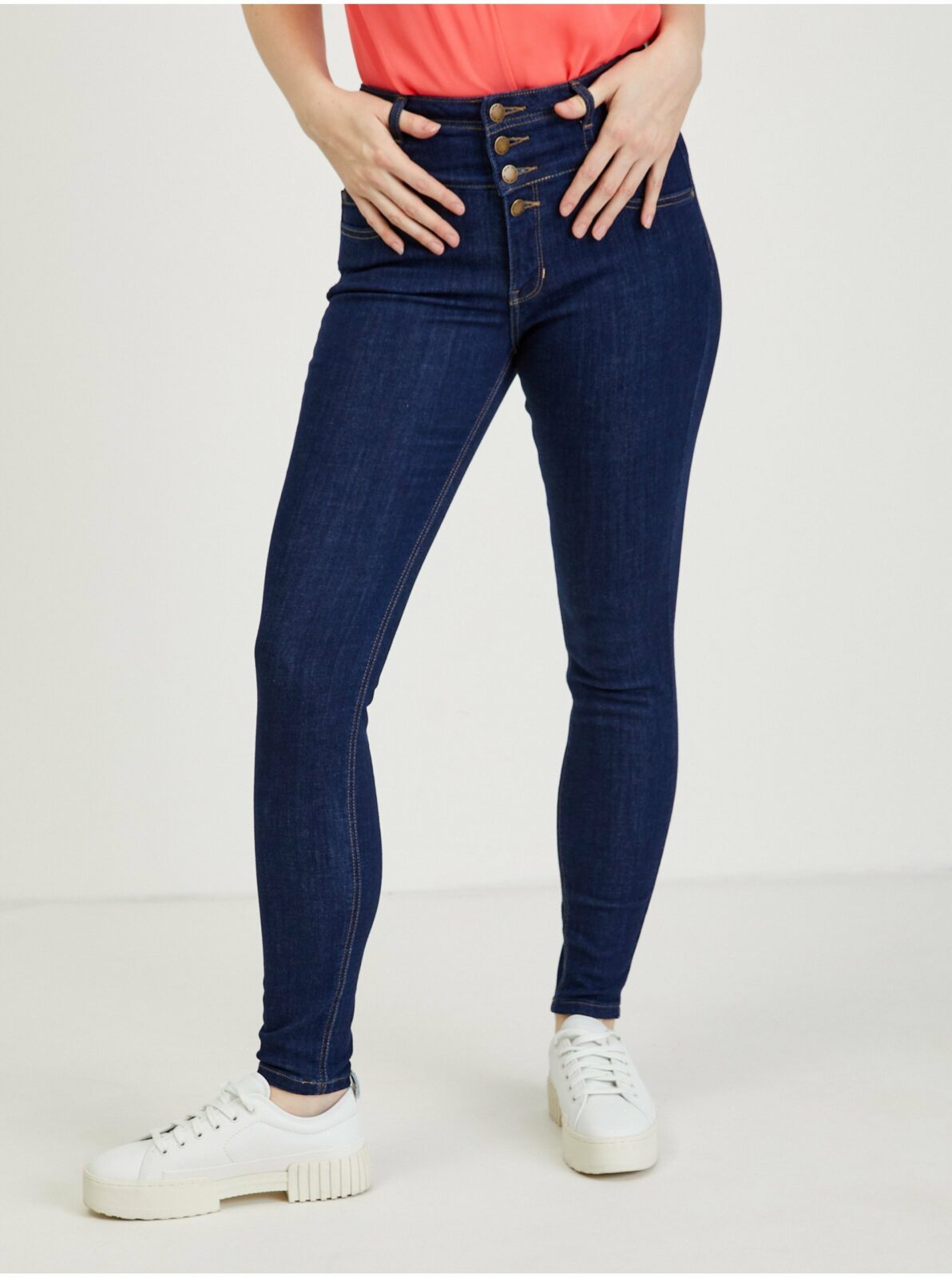 Tmavě modré dámské skinny fit džíny