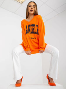 Orange and navy oversized sweatshirt with a
