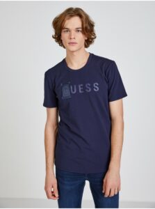 Tmavě modré pánské tričko Guess Belty -