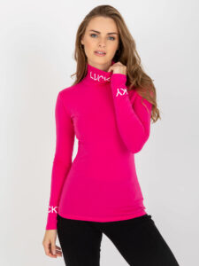 Fuchsia cotton blouse with turtleneck and