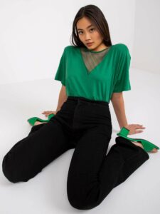 Green blouse with V -