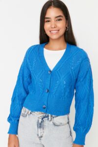 Trendyol Blue Crop Knitted