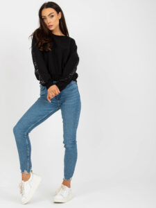 Black short sweatshirt without a hood with