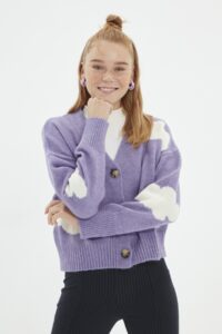 Trendyol Lilac Jacquard Knitwear