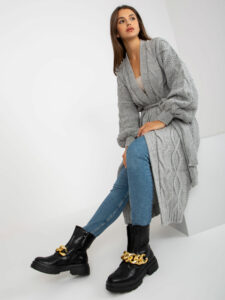 Gray long cardigan with