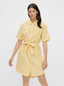 Žluté pruhované košilové šaty Pieces Tampa -