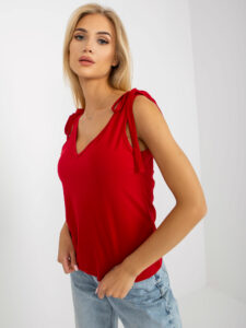 Red loose top with