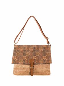 Light brown patterned shoulder bag with