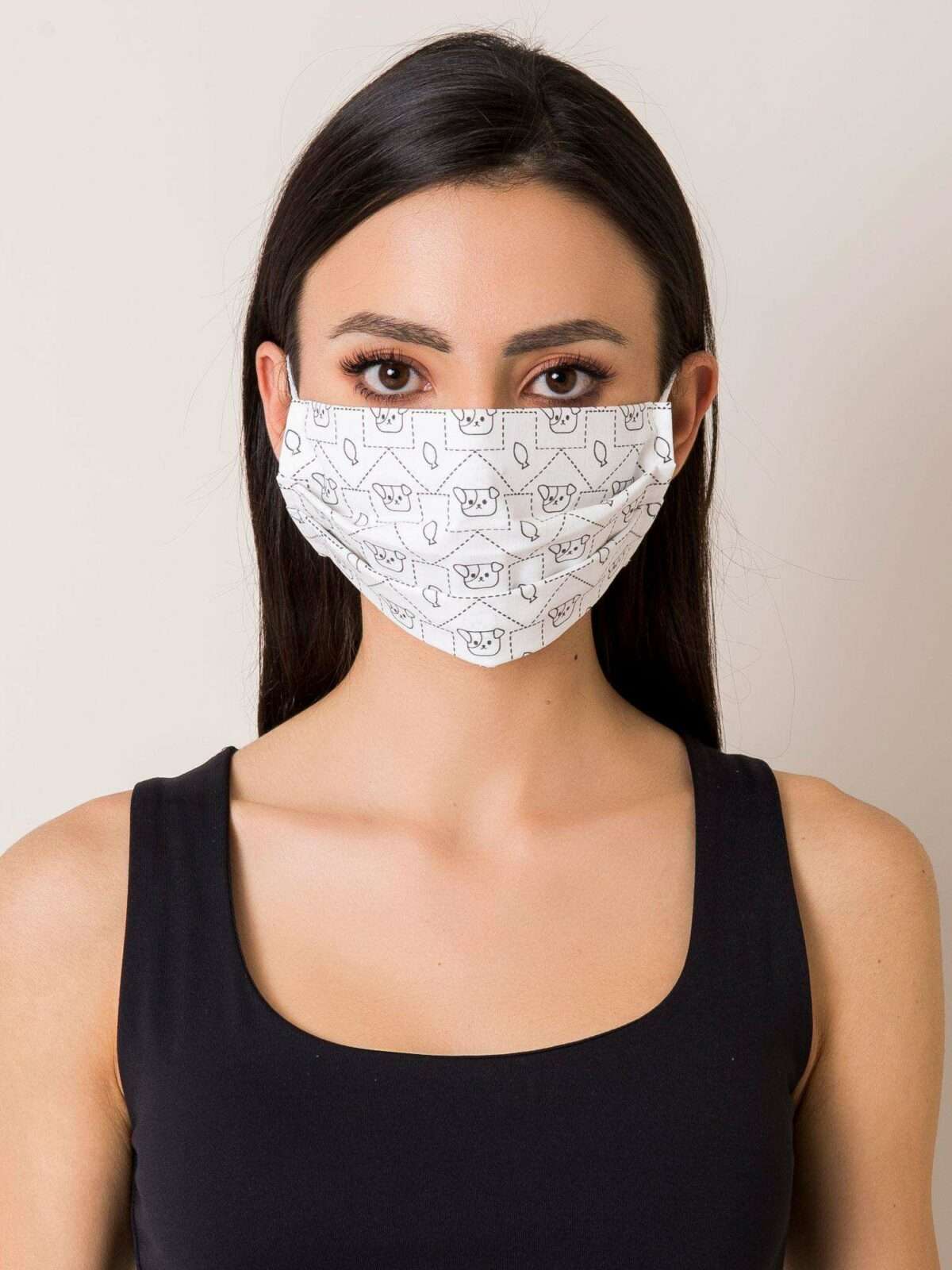 Černobílá bavlněná maska pro