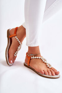 Fashionable Sandals Flip-flops With Pearls