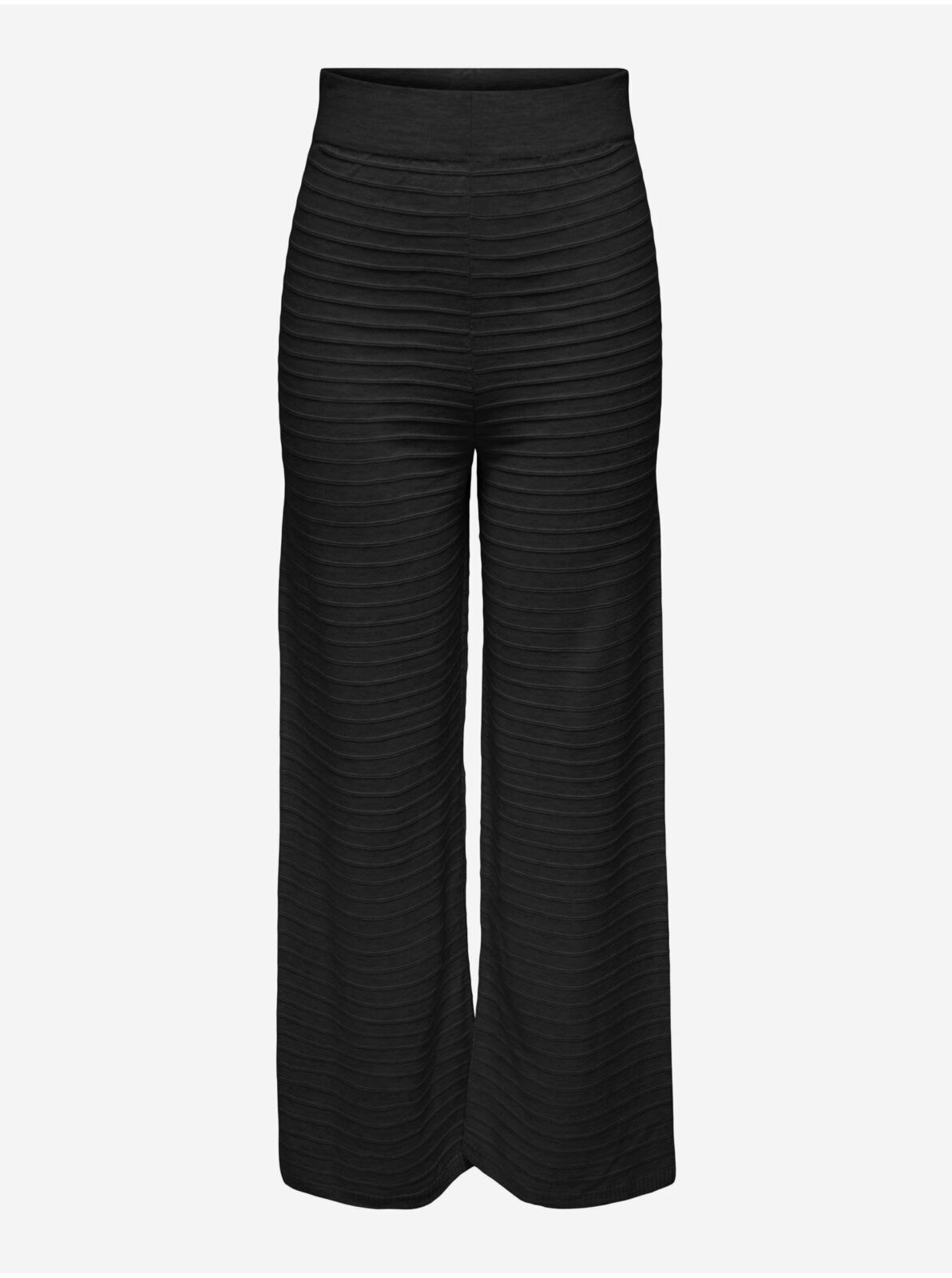 Černé dámské žebrované široké kalhoty ONLY