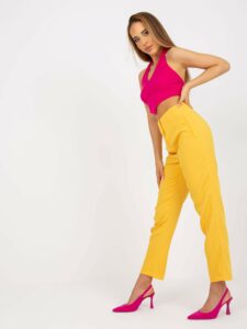 Dark yellow fabric trousers with