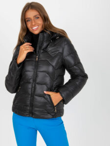 Black quilted transitional jacket with