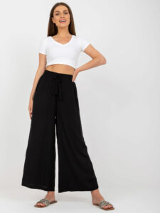 Black wide pants made of fabric