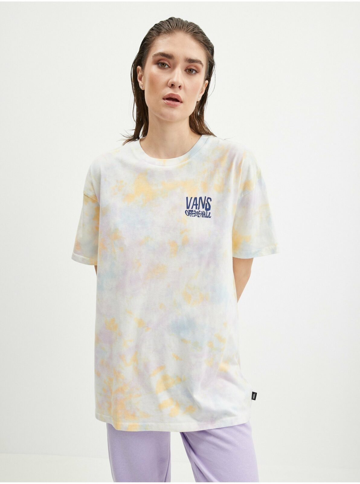 Žluto-bílé dámské vzorované tričko VANS