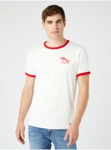 Červeno-krémové pánské tričko s potiskem