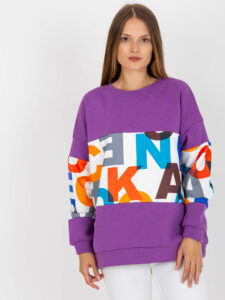Purple sweatshirt with a printed design without