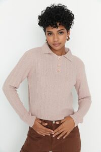 Trendyol Dried Rose Polo Neck
