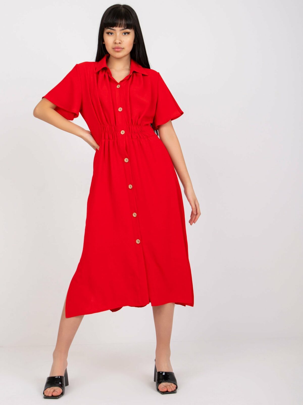 Červené midi šaty RUE