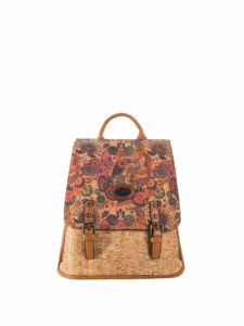 Light brown patterned backpack with