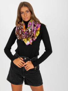 Brown and purple cotton scarf
