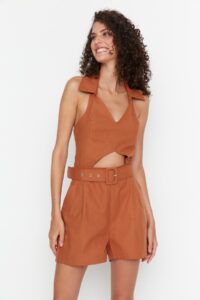 Trendyol Brown Belted Cut Out