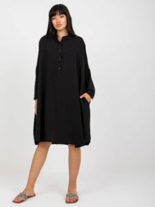 Black oversize shirt dress