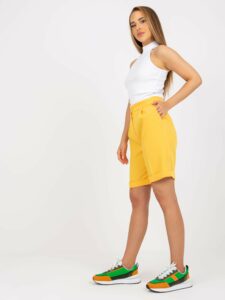 Elegant dark yellow long shorts with