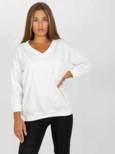 Ecru basic cotton blouse with