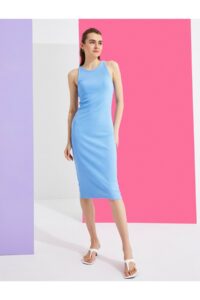 Koton Women's BLUE Ribbed Dress