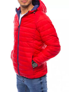 Red men's quilted transitional jacket
