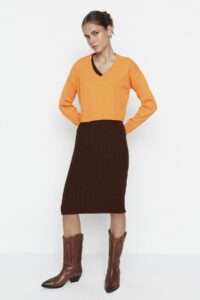 Trendyol Brown Dress-Sweater Knitwear