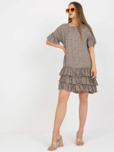 Beige mini dress with a frill